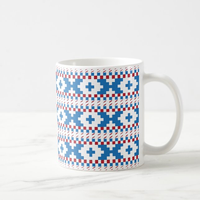 Alte lettische Schilder blau, rot, weiß Kaffeetasse (Rechts)