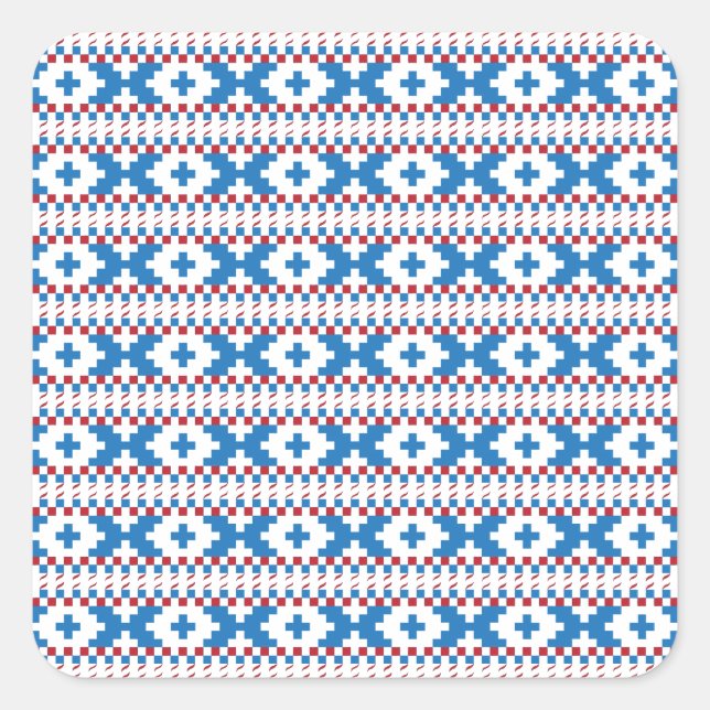 Alte lettische Schilder blau, rot, weiß Quadratischer Aufkleber (Vorderseite)