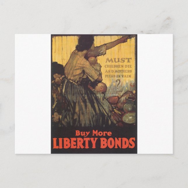 Alte "Liberty Bonds" US War Poster c. 1918 Postkarte (Vorderseite)