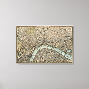 Alte London-Karte 1892 Leinwanddruck