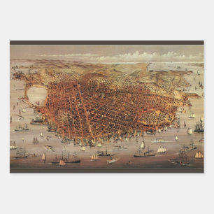 Alte Luftkarte, San Francisco City, Kalifornien Geschenkpapier Set