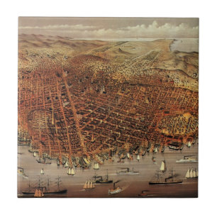 Alte Luftkarte, Stadt San Francisco, Kalifornien Fliese