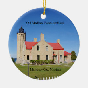Alte Mackinac Punkt-Leuchtturmverzierung Keramik Ornament