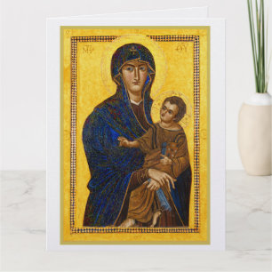 Alte Madonna und Kind Weihnachtskarte Dankeskarte