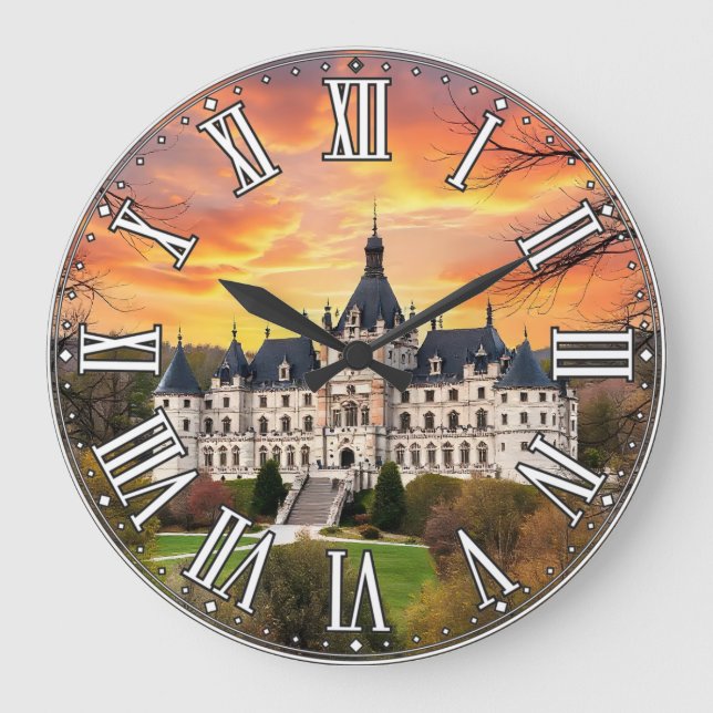 Alte majestätische Burg Große Wanduhr (Vorderseite)