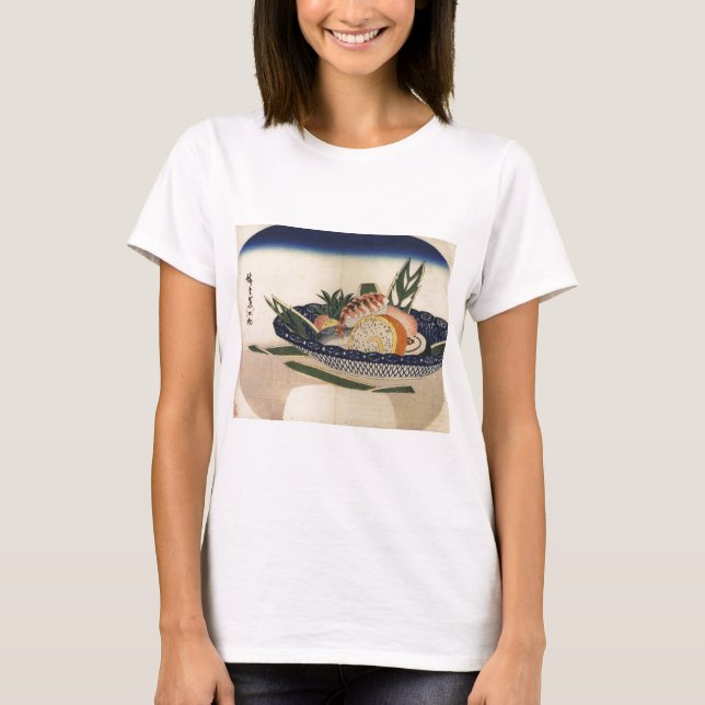 Alte Malerei einer Schüssel Sushi circa 1800's T-Shirt (Vorderseite)