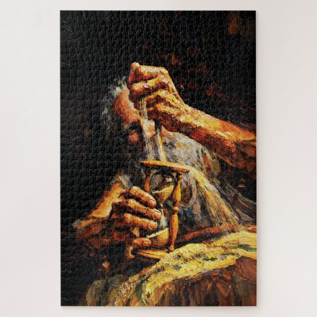 Alte Mann Sanduhr Zeit entgleitet Impasto (Vertikal)