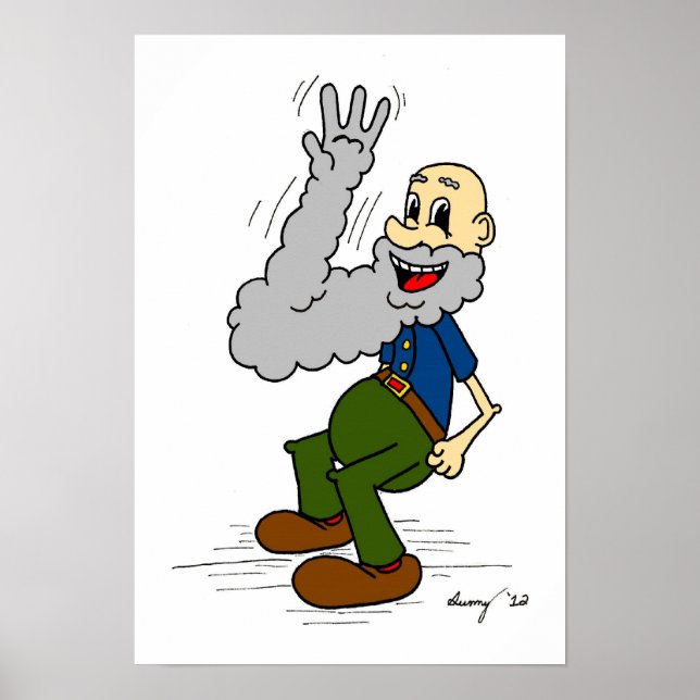 Alte Mann Waving Bart Poster (Vorne)