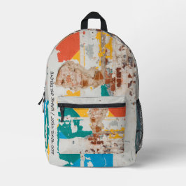 Alte Mauer mit Graffiti Bedruckter Rucksack