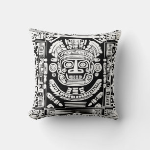 Alte Mayas Sonnenmaske Stammeskunst Wurfkissen Kissen