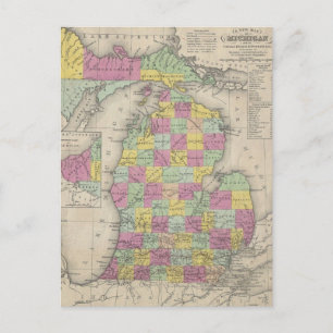 Alte Michigan-Karte (1853) Postkarte