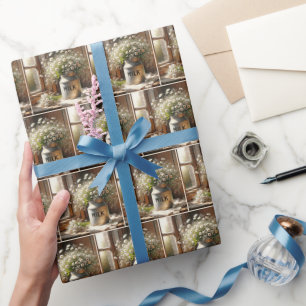 Alte Milchkanne mit Gänseblümchenstrauß Geschenkpapier