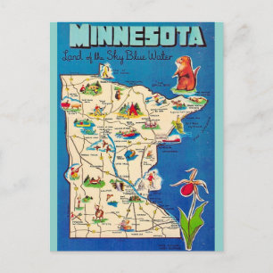 Alte Minnesota-Karte Postkarte