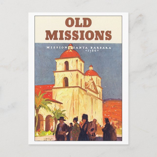 Alte Missionen, Mission Santa Barbara Postkarte (Vorderseite)