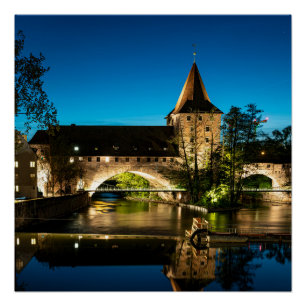Alte mittelalterliche Brücke in Nürnberg Poster