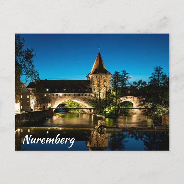 Alte mittelalterliche Brücke in Nürnberg Postkarte (Vorderseite)