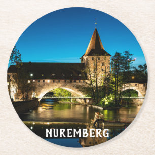 Alte mittelalterliche Brücke in Nürnberg Runder Pappuntersetzer
