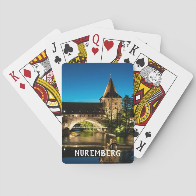 Alte mittelalterliche Brücke in Nürnberg Spielkarten (Rückseite)