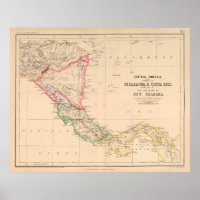 Alte Mittelamerika Karte (1857) Lateinische Länder