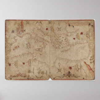 Alte Mittelmeer-Karte Poster