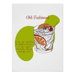 Alte Mode Cocktailkunst Print Poster