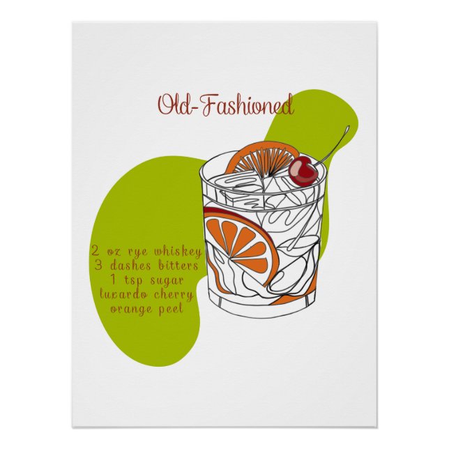 Alte Mode Cocktailkunst Print Poster (Vorderseite)
