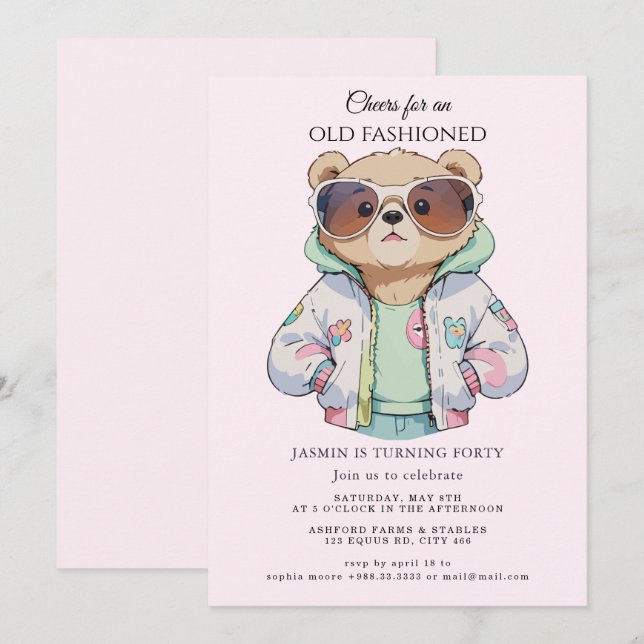 Alte Mode" Geburtstag Einladung (Vorne/Hinten)