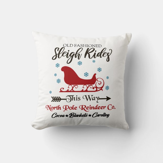 Alte Mode Sleigh Rides Weihnachtsbaum Kissen (Vorderseite)