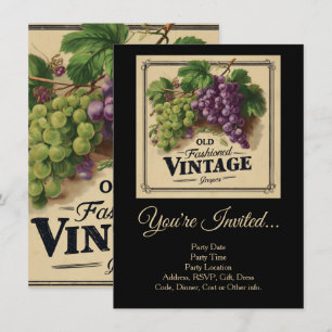 Alte Mode Vintage Trauben, Lila und schwarzer Wein Einladung