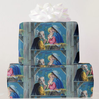 Alte Mode Weihnachten Postcard Krippe Jesus Geschenkpapier