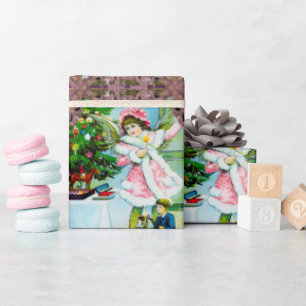 Alte Mode Weihnachten unter dem Baum Geschenkpapier