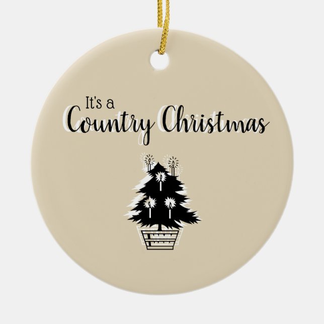 Alte Mode Weihnachtsbaum Beige Keramik Ornament (Vorne)