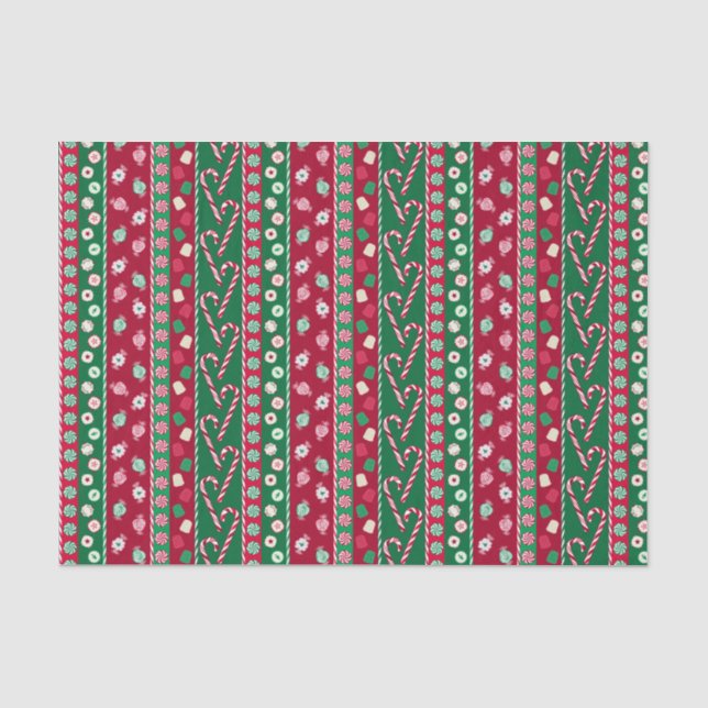 Alte Mode Weihnachtsklänge Streifen Muster Seidenpapier (Vorderseite)