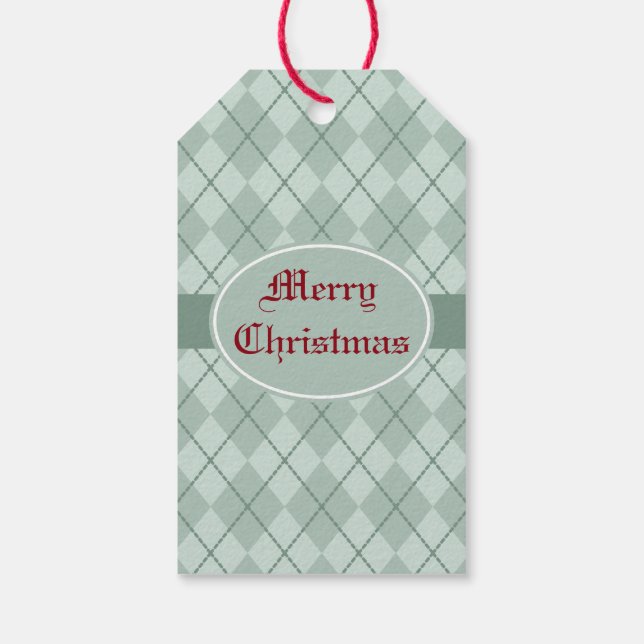 Alte modische Green Christmas-Geschenkmarke Geschenkanhänger (Rückseite)
