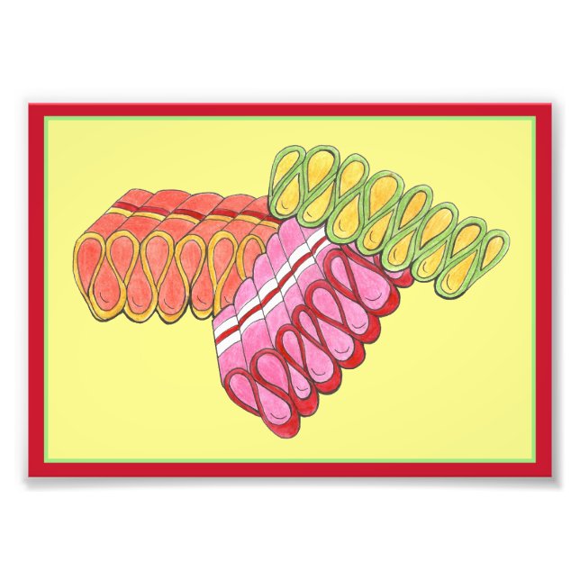 Alte modische Ribbon Candy WeihnachtsIllustration Fotodruck (Vorne)