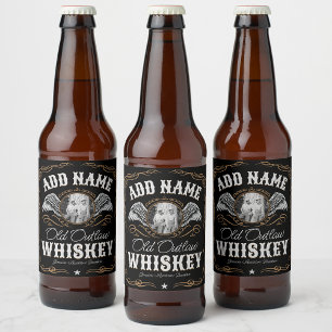 Alte Mondschein-Whiskey-Etikette FAMILIENNAME HINZ Bierflaschenetikett