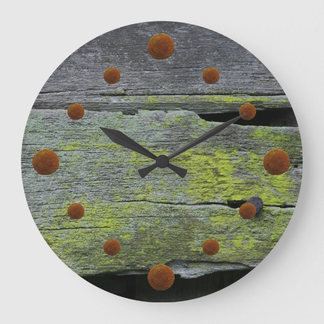 Alte Mossy-Holzmauer-Uhr Große Wanduhr (Vorderseite)