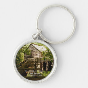 Alte Mühle und Wasserrad personalisierter Schlüsse Schlüsselanhänger