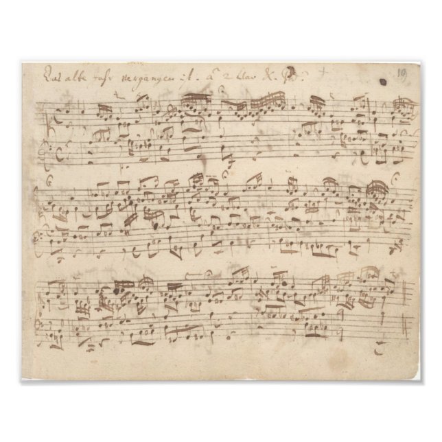 Alte Musiknoten - Bach-Musikblatt Fotodruck (Vorne)