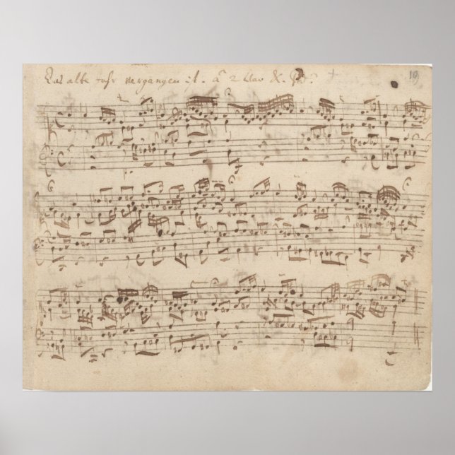 Alte Musiknoten - Bach-Musikblatt Poster (Vorne)