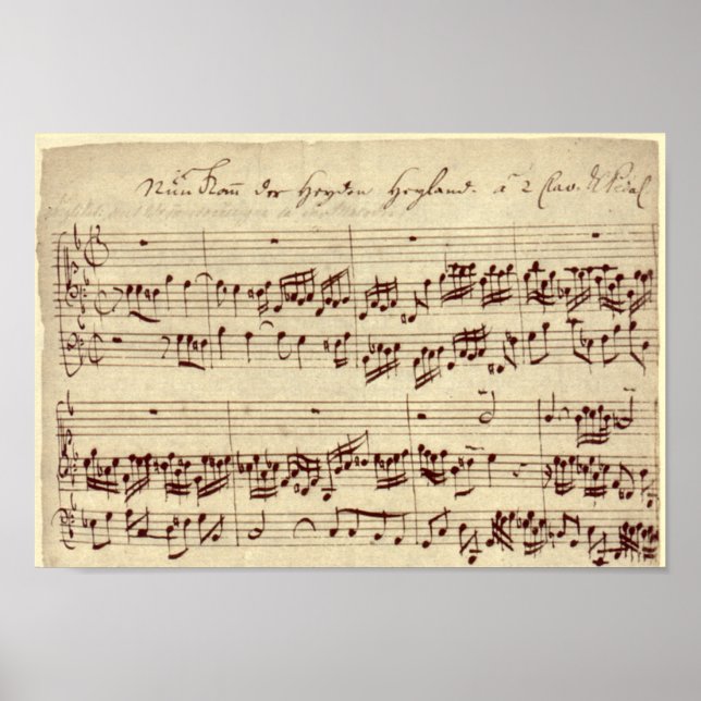 Alte Musiknoten - Bach-Musikblatt Poster (Vorne)