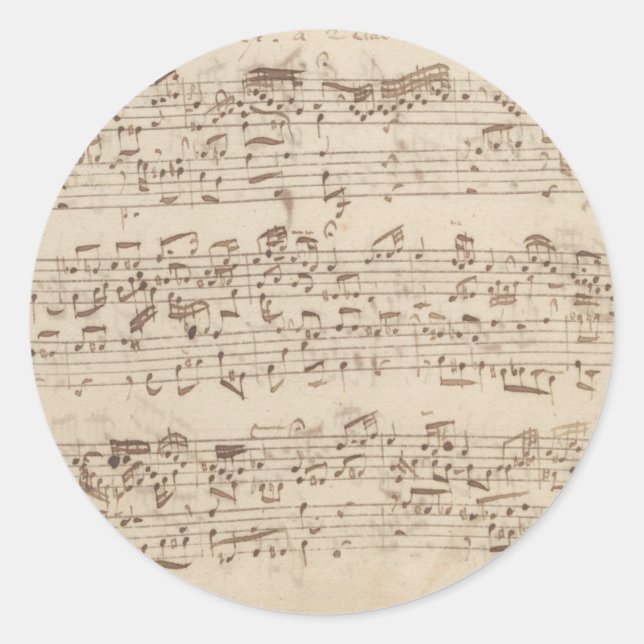 Alte Musiknoten - Bach-Musikblatt Runder Aufkleber (Vorderseite)