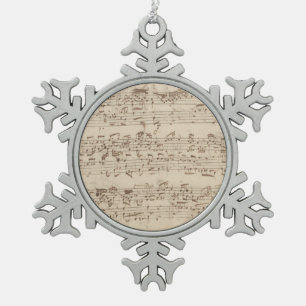 Alte Musiknoten - Bach-Musikblatt Schneeflocken Zinn-Ornament