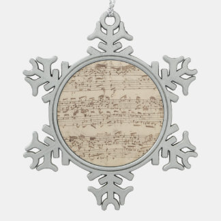 Alte Musiknoten - Bach-Musikblatt Schneeflocken Zinn-Ornament
