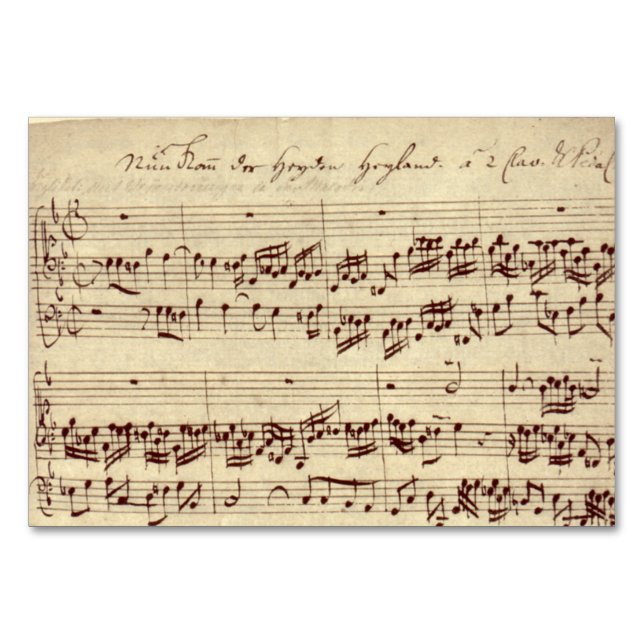 Alte Musiknoten - Bach-Musikblatt Tischnummer (Vorderseite)