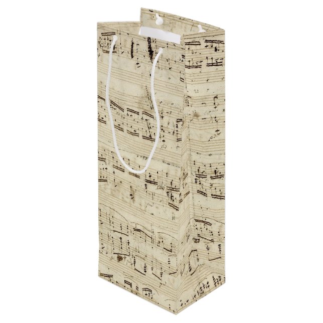 Alte Musiknoten - Chopin-Musikblatt Geschenktüte Für Weinflaschen (Rückseite Schrägansicht)