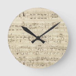 Alte Musiknoten - Chopin Notenblatt Runde Wanduhr