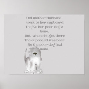 Alte Mutter Hubbard Cartoon Spaß in Grau Poster