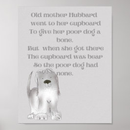 Alte Mutter Hubbard niedlicher Cartoon Spaß in Gra Poster