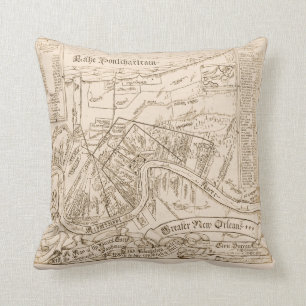 Alte New Orleans Karte, Text hinzufügen Pillow Kissen